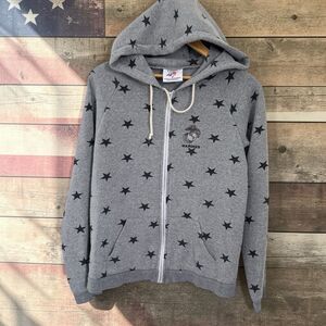 AE Sport USMC Marine Corps Stars Hoodie M Gray Full Zip Military Licensed